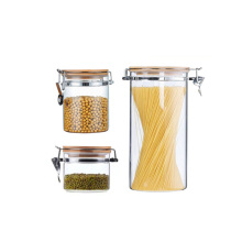 16oz glass jar with bamboo lid for food tea saffron spice storage packaging GSJ-34B